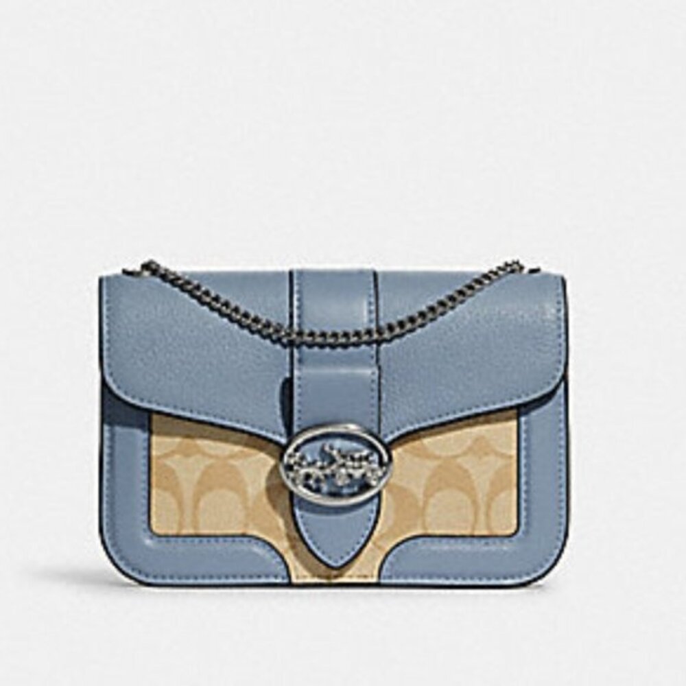 Coach Georgie Crossbody In Signature Canvas Light Khaki / Marble Blue